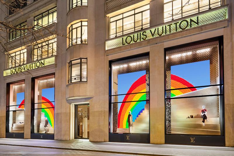 Louis Vuitton colourful window display in the Zurich Bahnhofstrasse store  with people reflection featuring a mannequin doing a handstand Stock Photo   Alamy